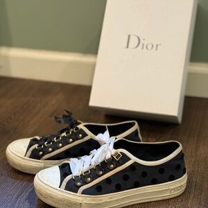 Dior Black and White Sneakers with Polka Dot Pattern
